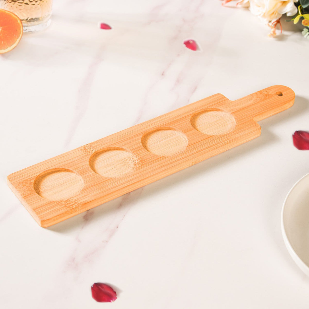 Set Of 4 Shot Glasses With Wooden Tray 100ml Nestasia