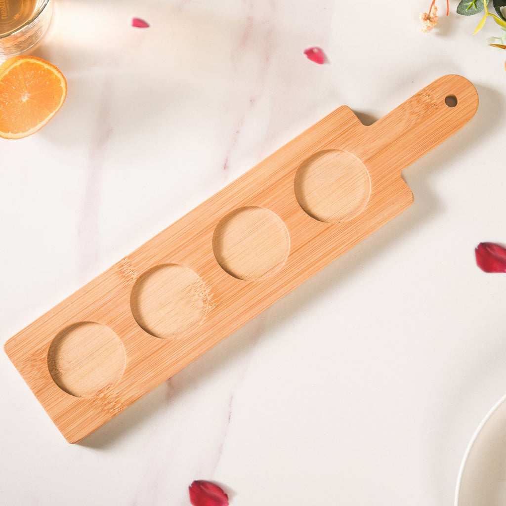 Set Of 4 Shot Glasses With Wooden Tray 100ml Nestasia