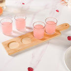 Set Of 4 Shot Glasses With Wooden Tray 100ml Nestasia