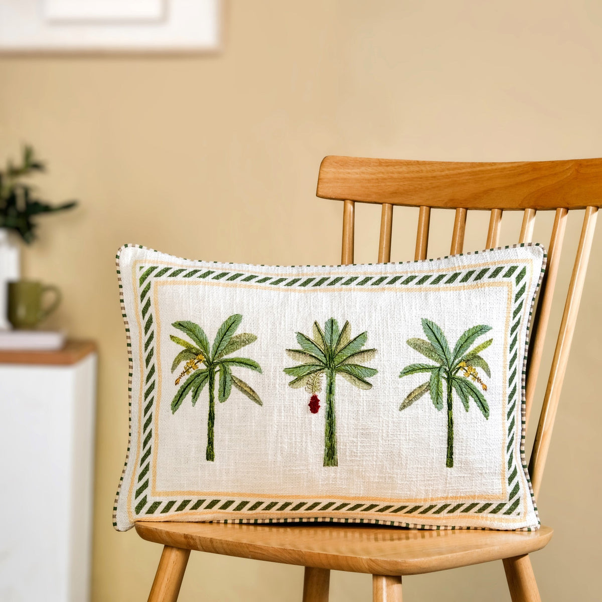 Resort Grove Cotton Embroidered Cushion Cover 50x35cm Nestasia