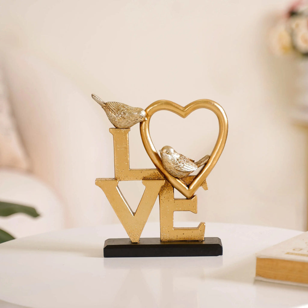 Love Birds Table Showpiece Gold Nestasia