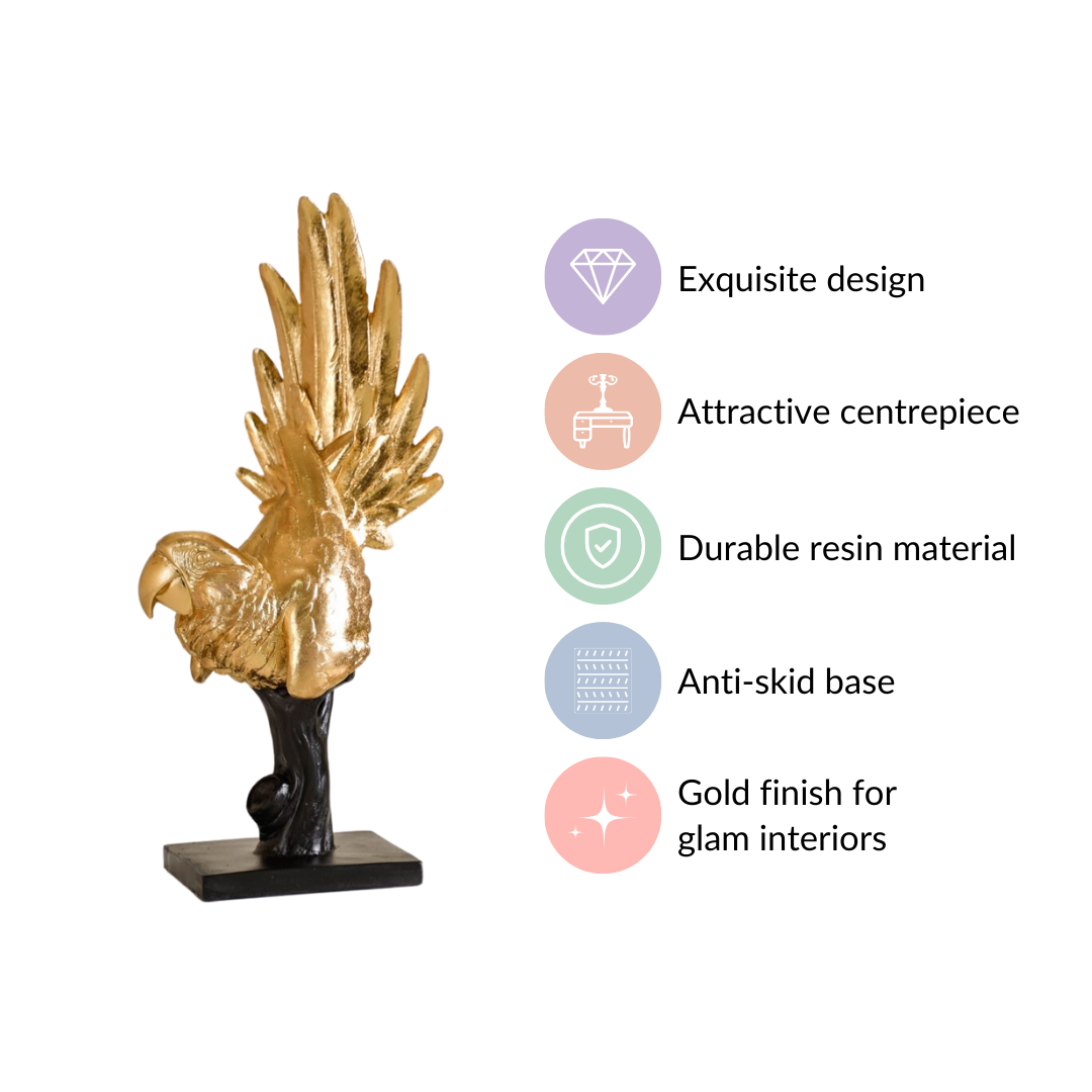 Elegant Macaw Showpiece Gold Nestasia