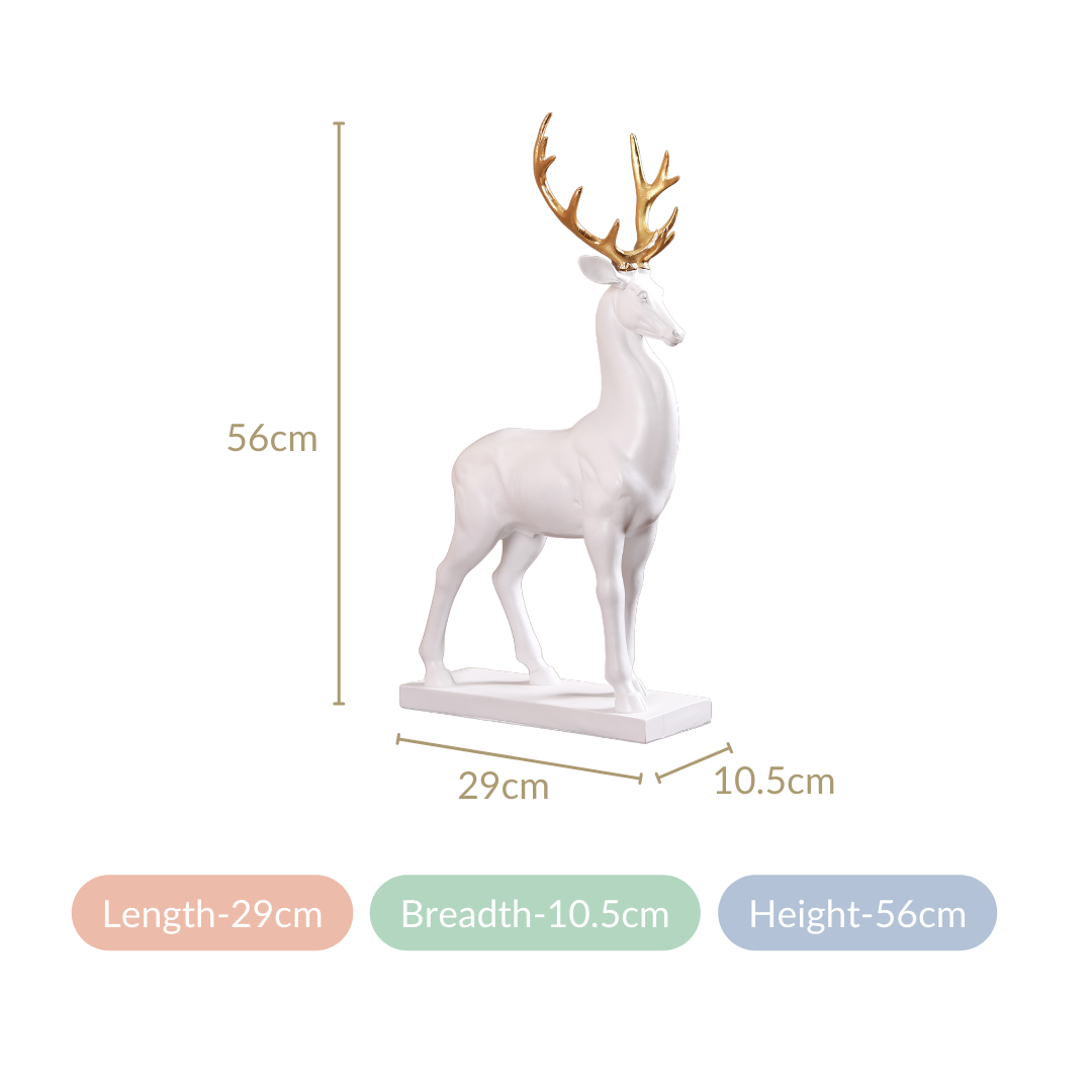 Snow Reindeer Showpiece White Large Nestasia