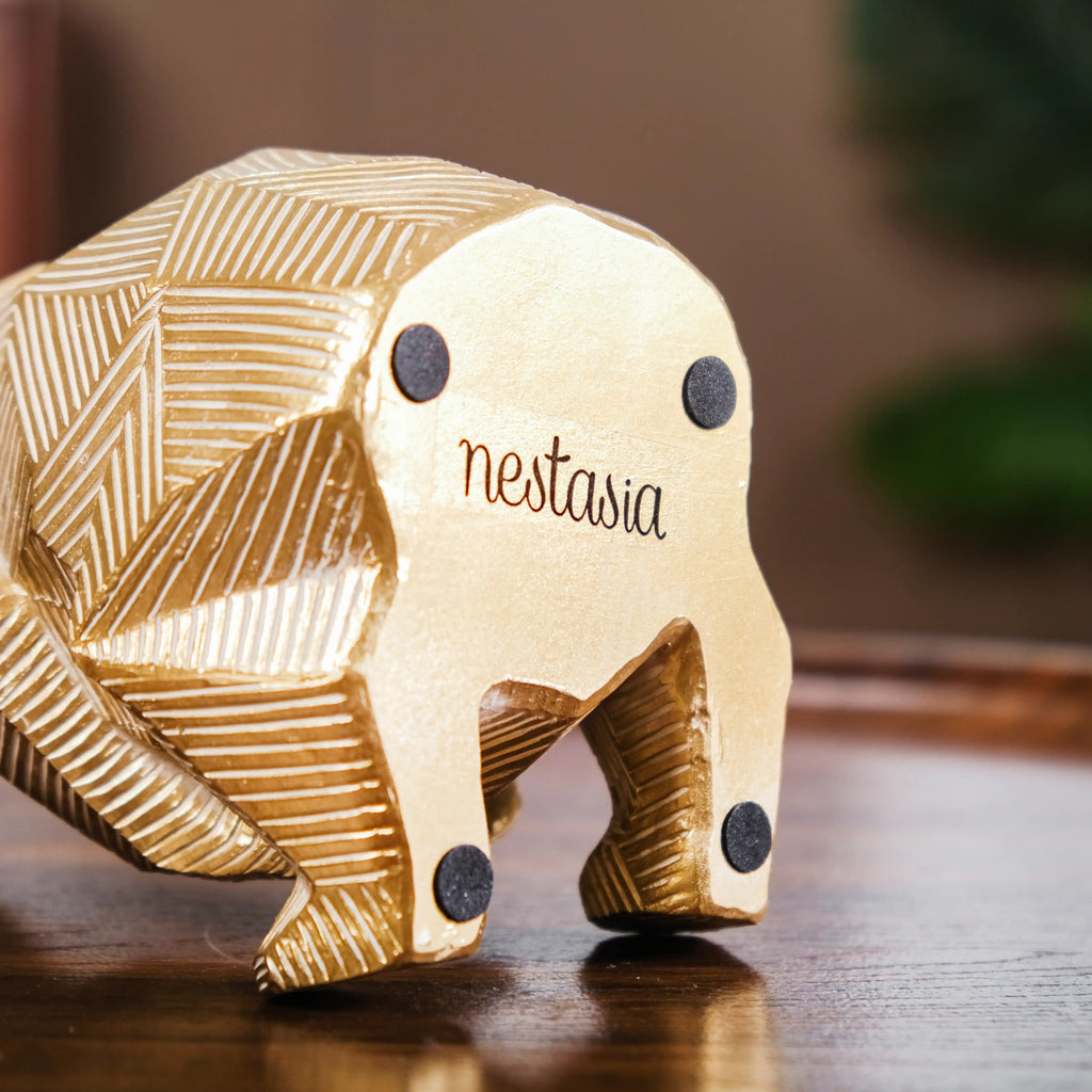 Gold Accent Bear Statue Nestasia