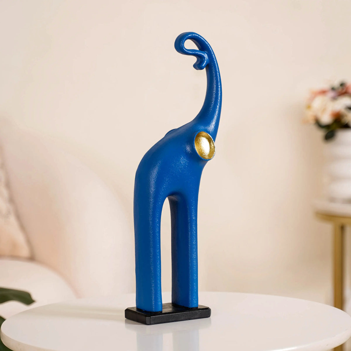 Sleek Elephant Figurine For Decor Blue Nestasia