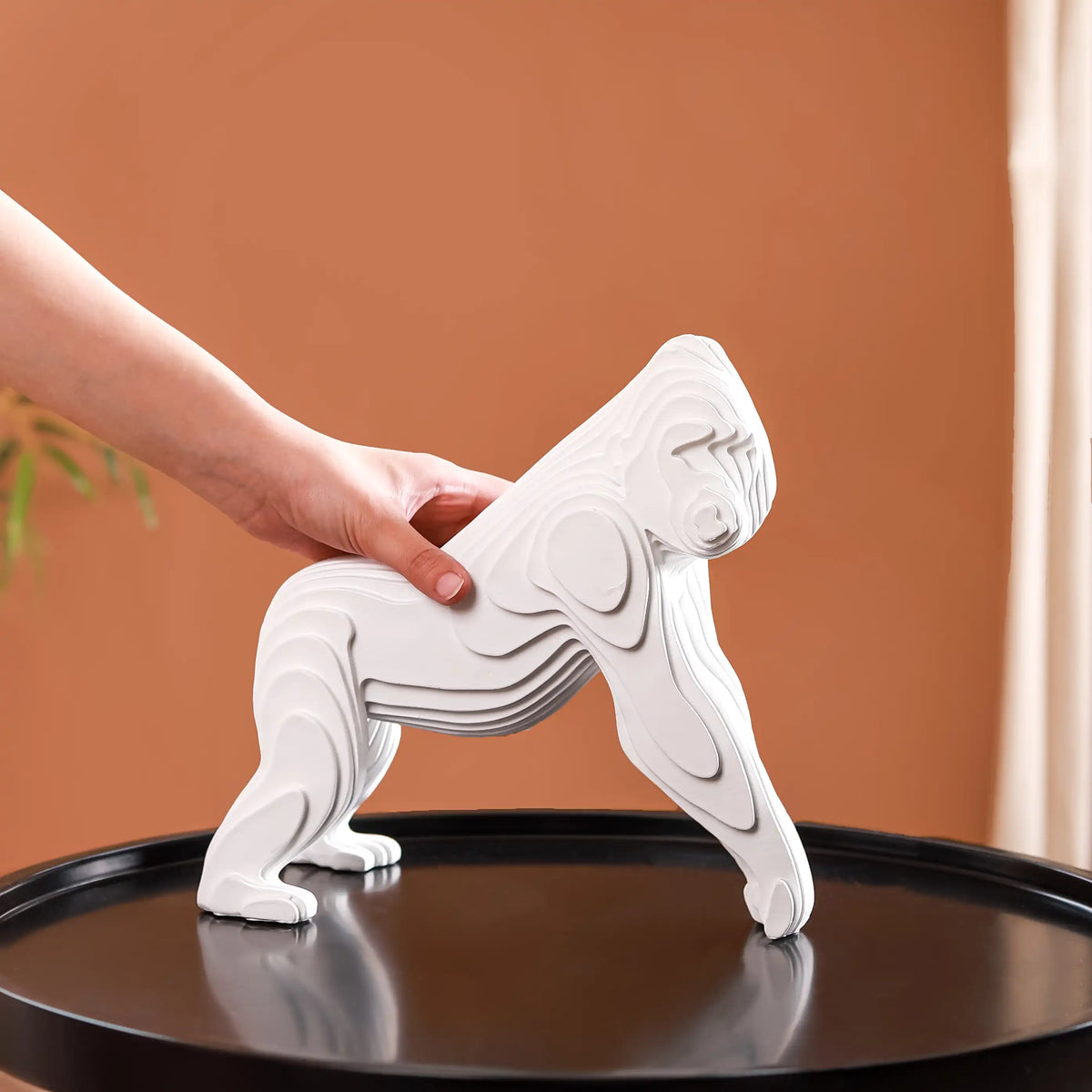 Minimalist Gorilla Sculpture White Nestasia