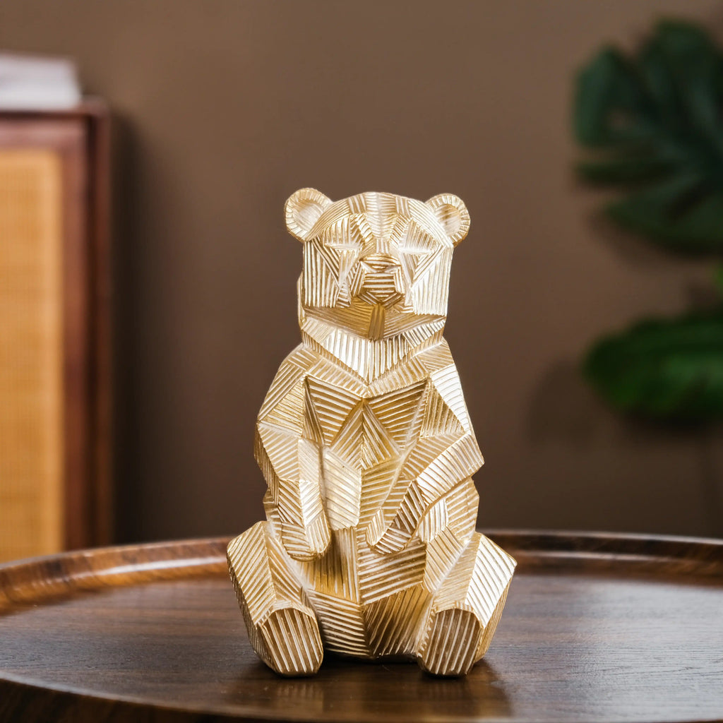 Gold Accent Bear Statue Nestasia