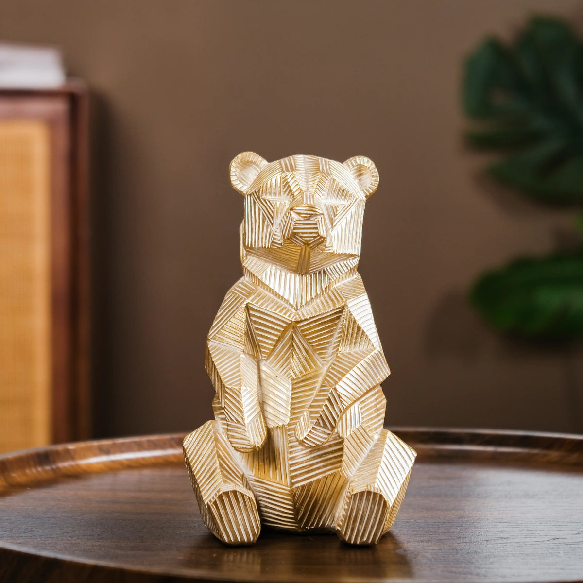 Gold Accent Bear Statue Nestasia