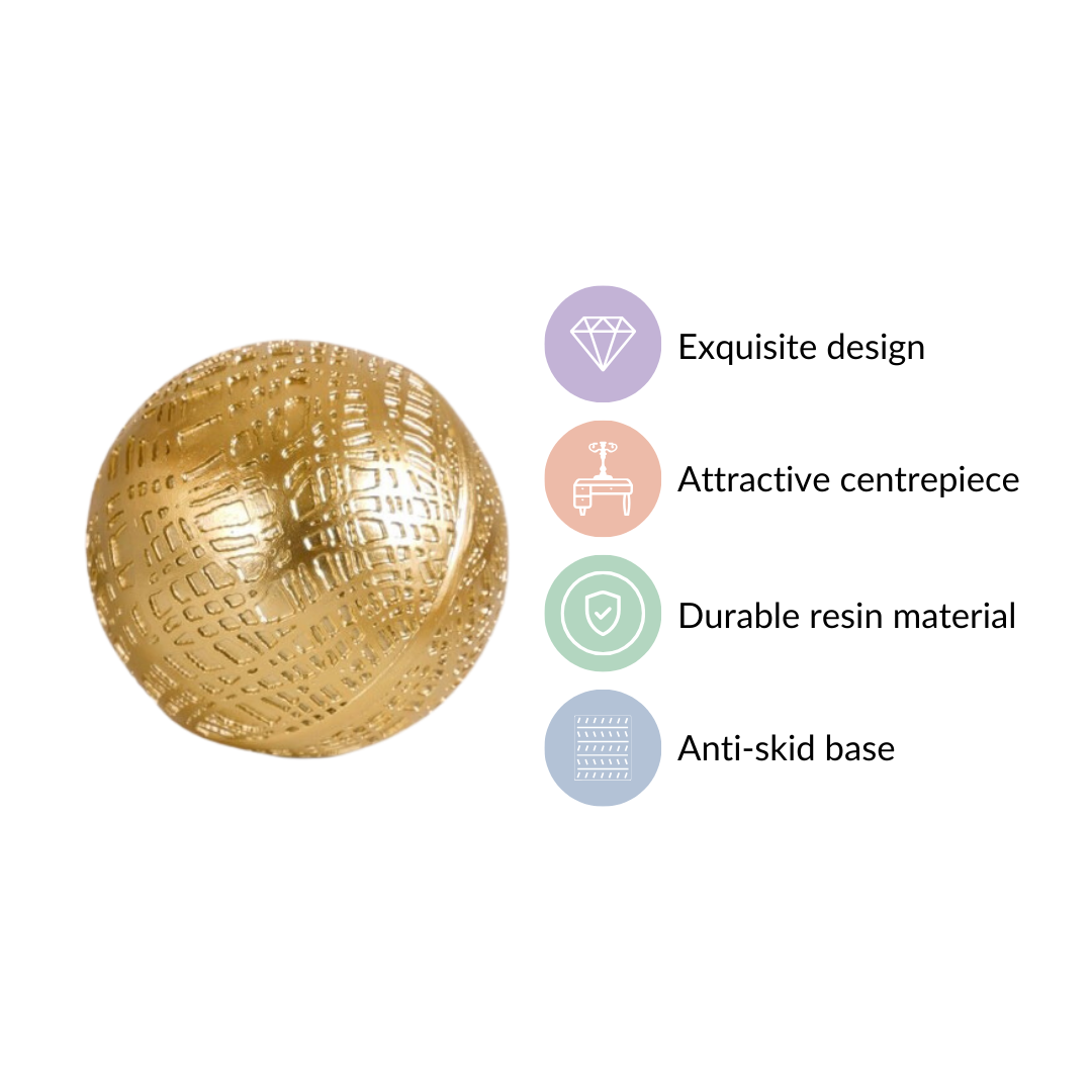Modern Art Yarn Ball Showpiece Gold Nestasia