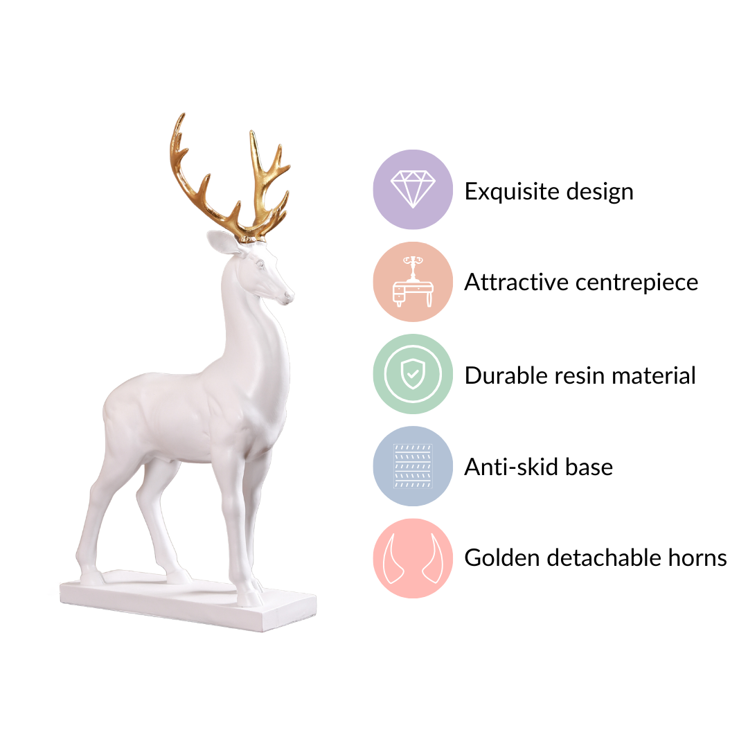 Snow Reindeer Showpiece White Large Nestasia