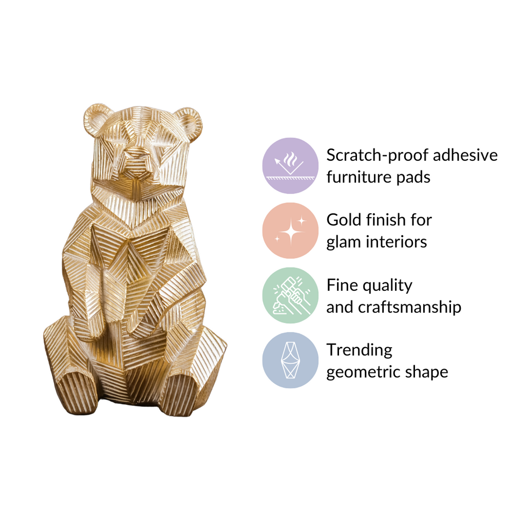 Gold Accent Bear Statue Nestasia