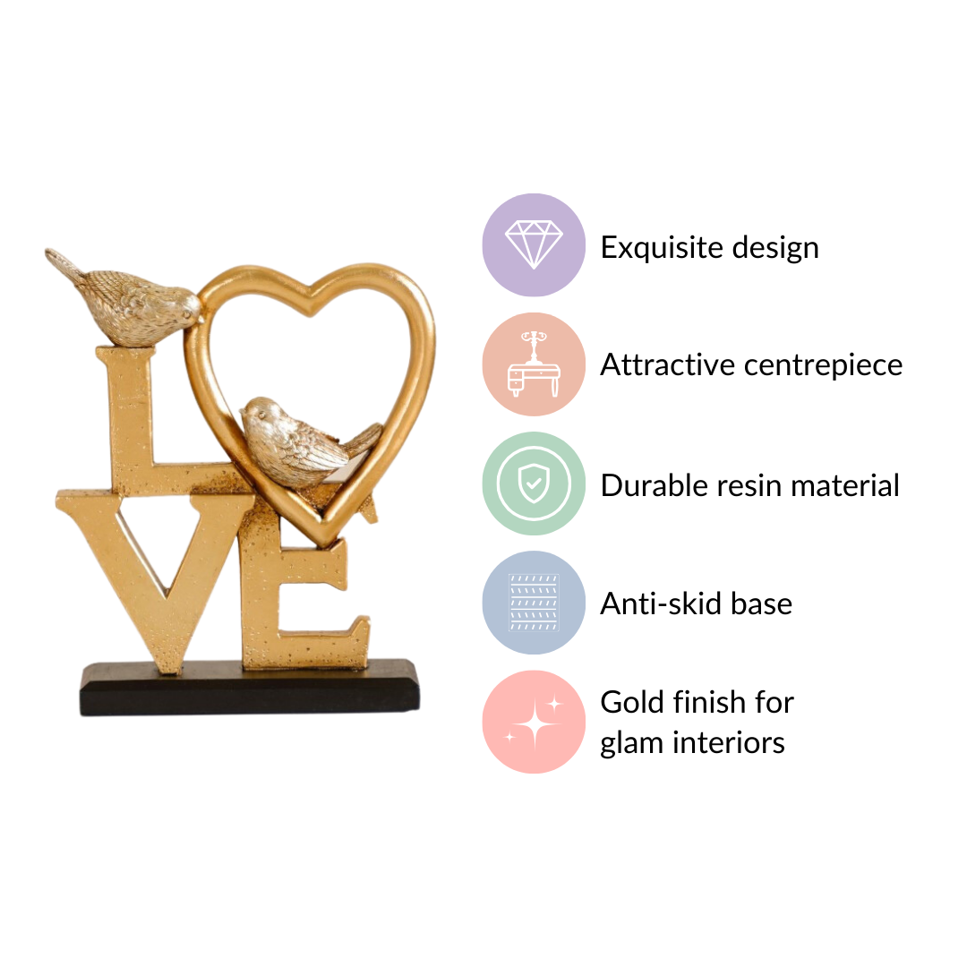 Love Birds Table Showpiece Gold Nestasia