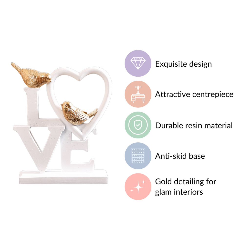 White Love Birds Showpiece Nestasia