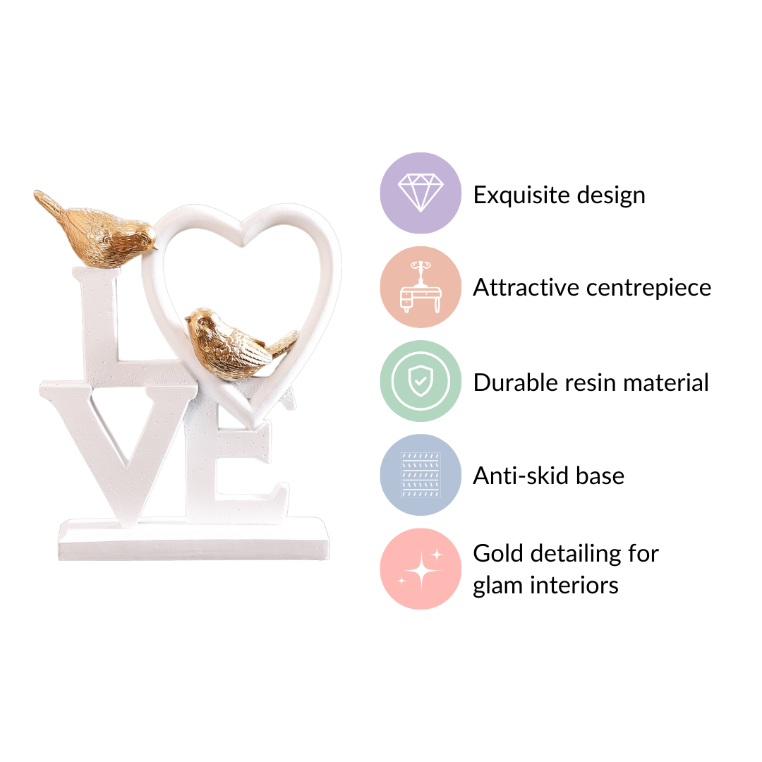 White Love Birds Showpiece Nestasia