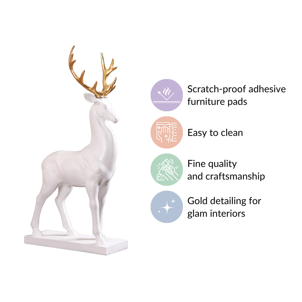 Snow Reindeer Showpiece White Large Nestasia