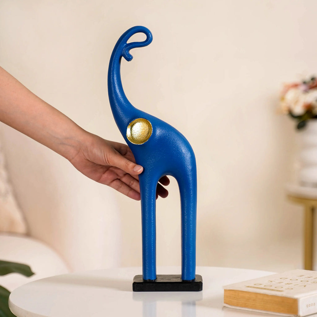 Sleek Elephant Figurine For Decor Blue Nestasia