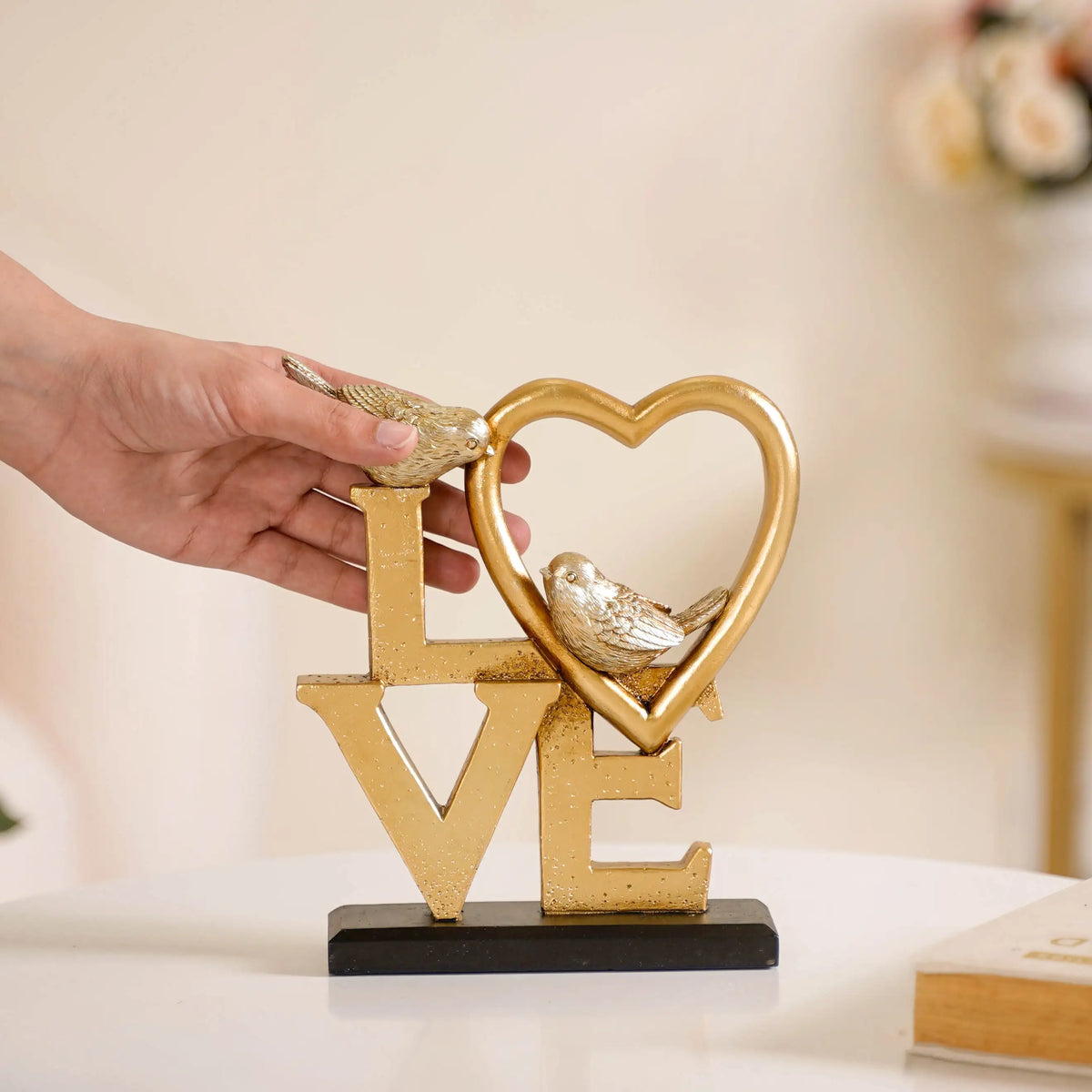 Love Birds Table Showpiece Gold Nestasia
