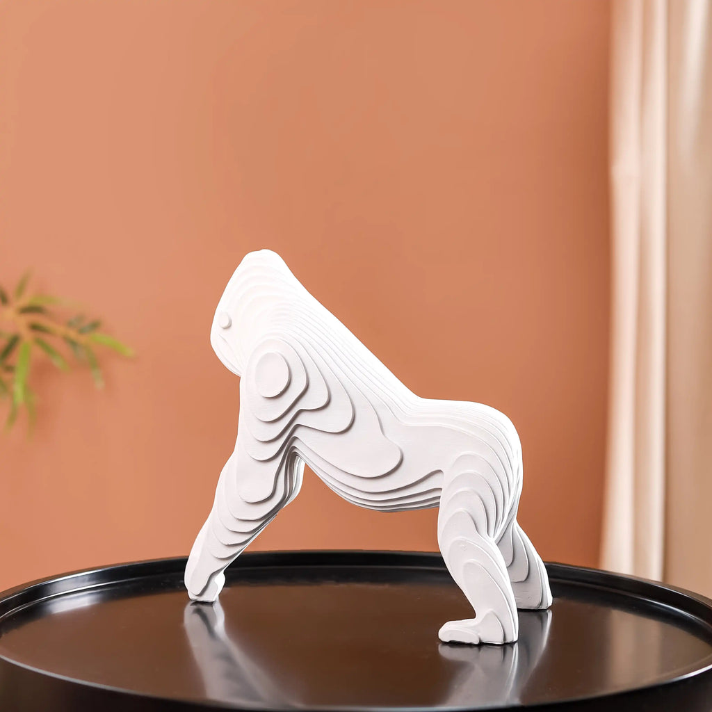 Minimalist Gorilla Sculpture White Nestasia