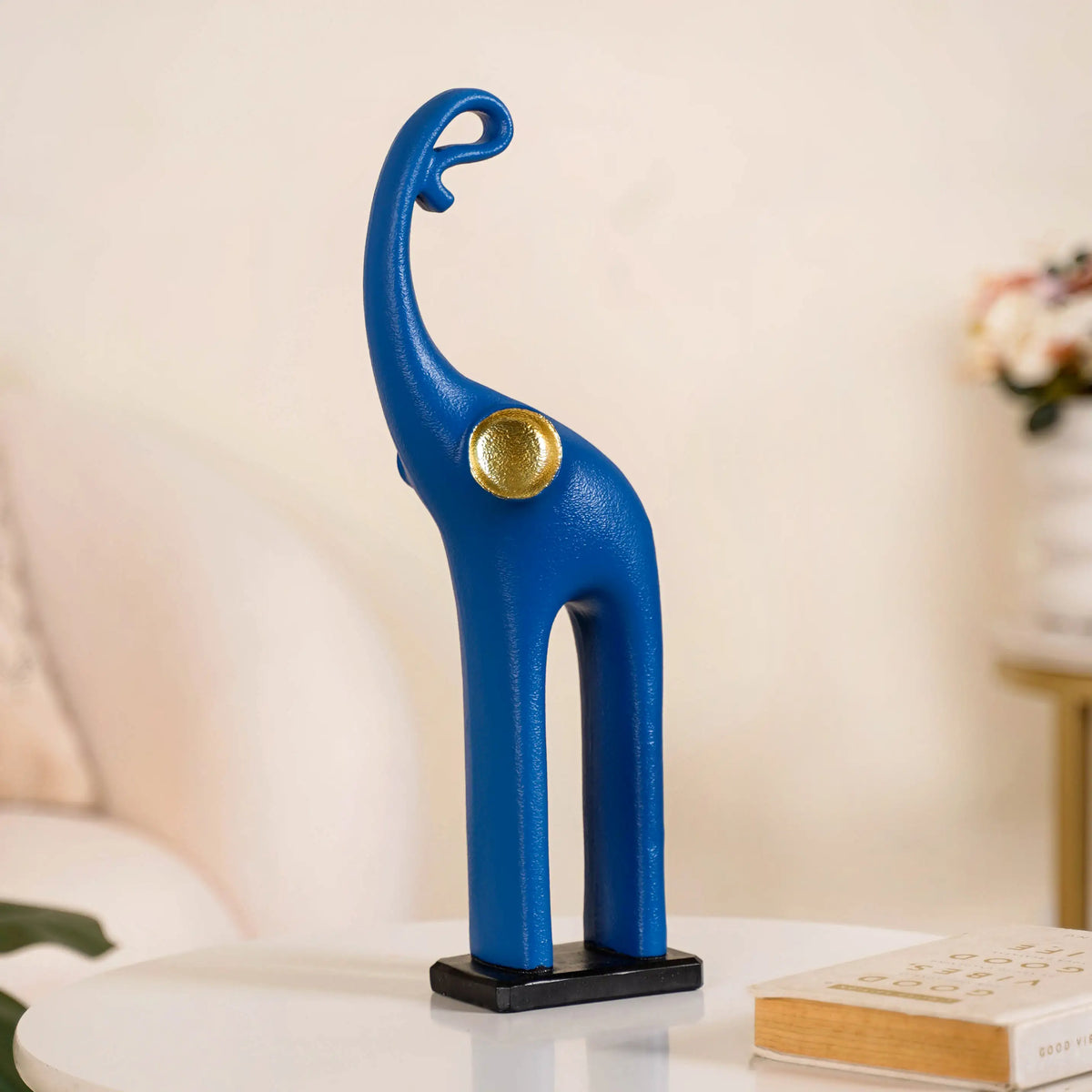 Sleek Elephant Figurine For Decor Blue Nestasia