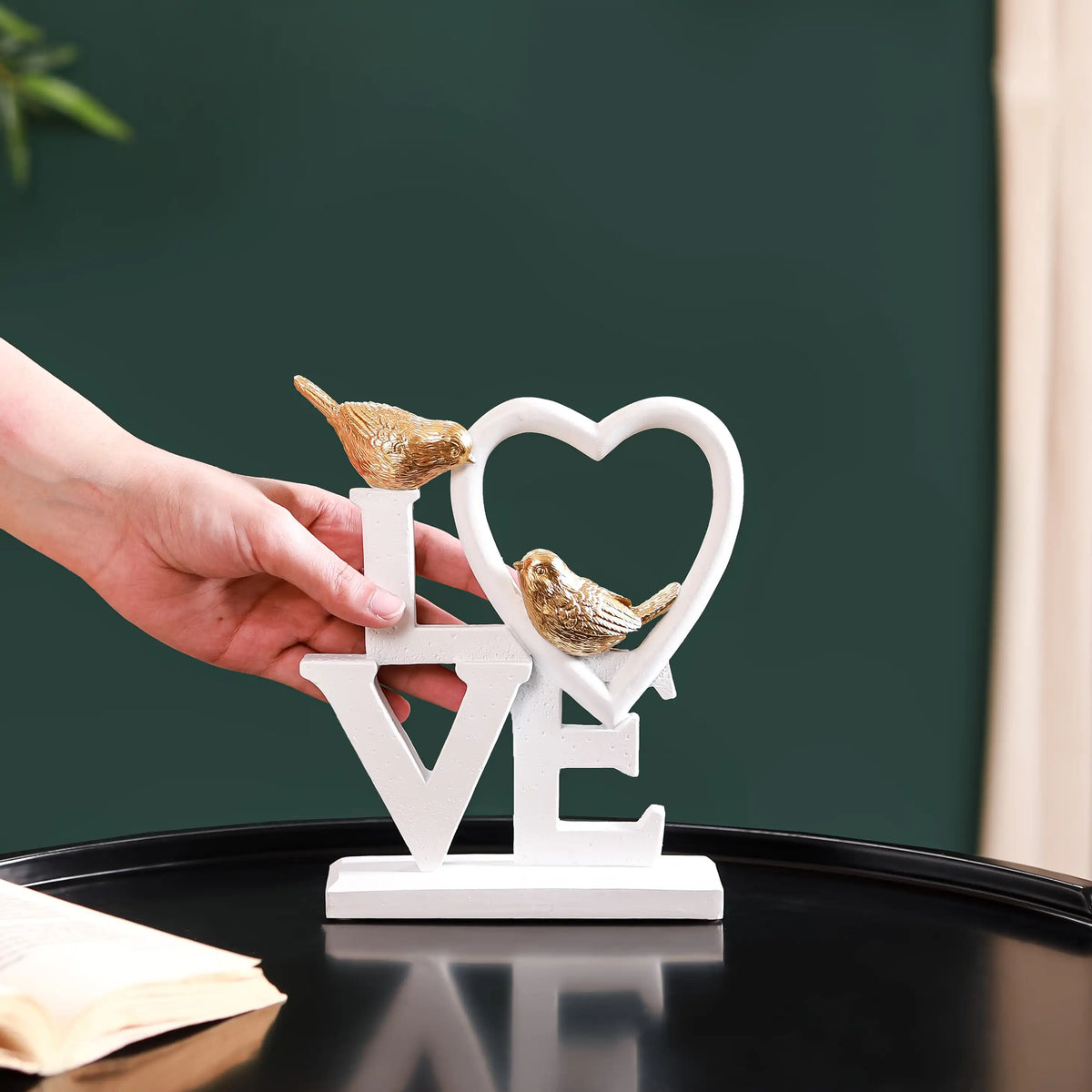 White Love Birds Showpiece Nestasia
