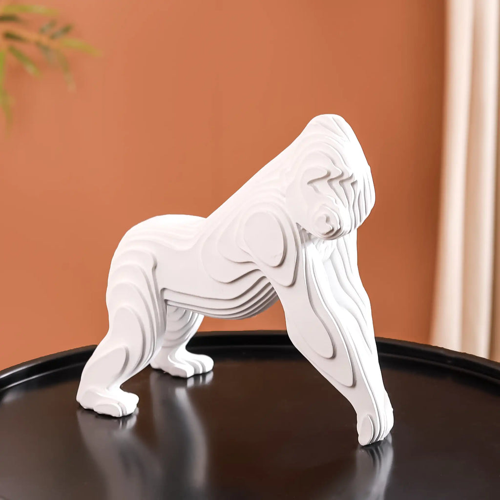 Minimalist Gorilla Sculpture White Nestasia