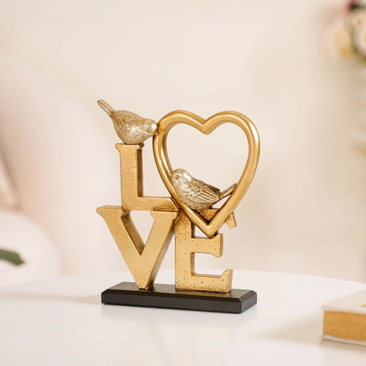 Love Birds Table Showpiece Gold Nestasia