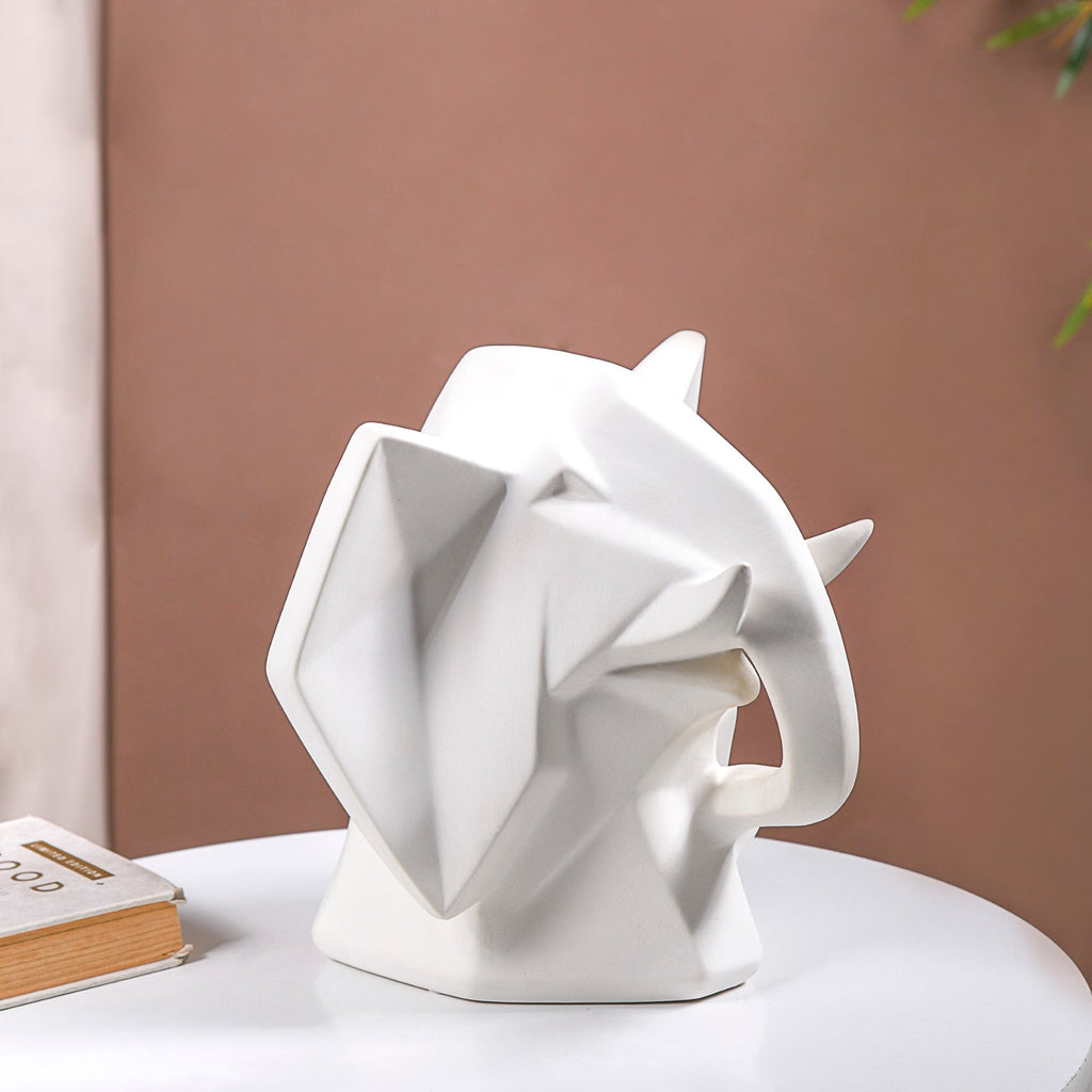 Contemporary Elephant Bust Ceramic Sculpture Nestasia