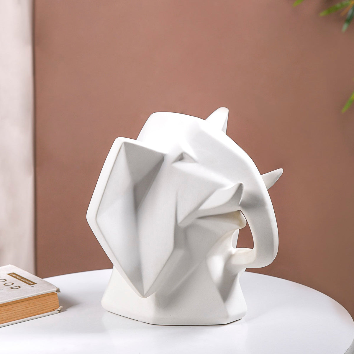 Contemporary Elephant Bust Ceramic Sculpture Nestasia
