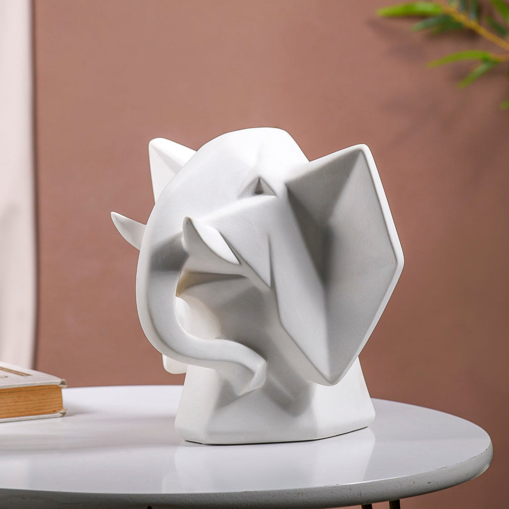 Contemporary Elephant Bust Ceramic Sculpture Nestasia
