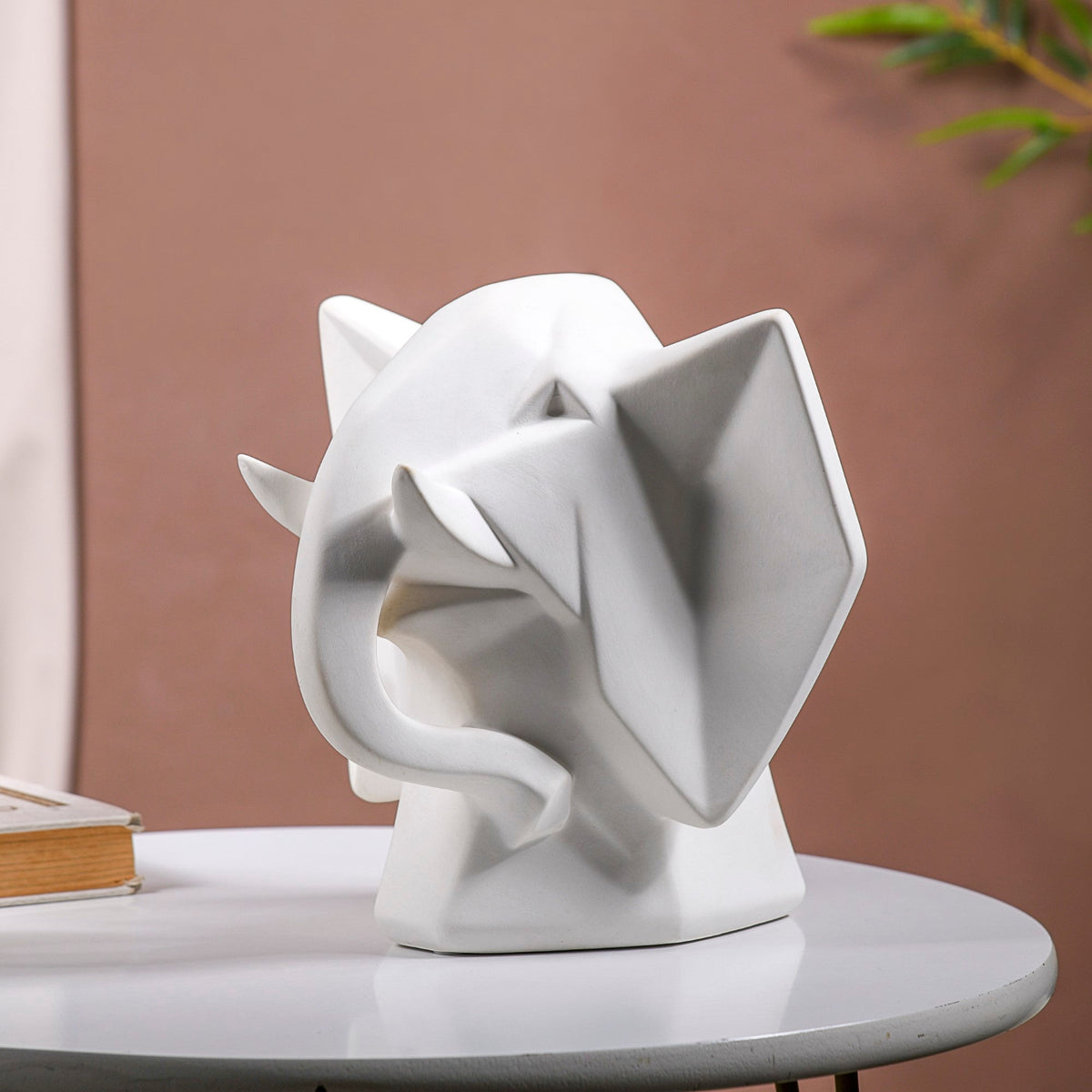 Contemporary Elephant Bust Ceramic Sculpture Nestasia
