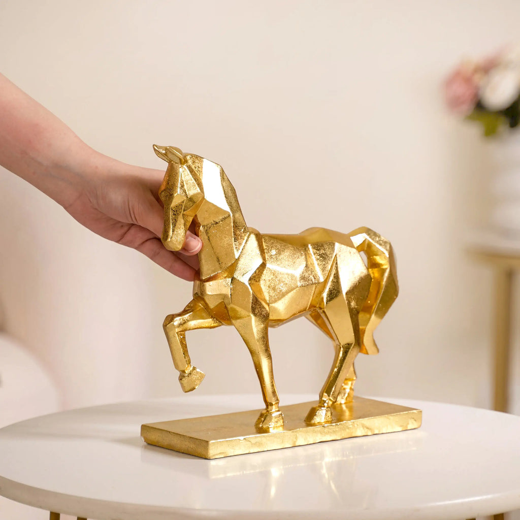 Golden Trotting Horse Decor Nestasia