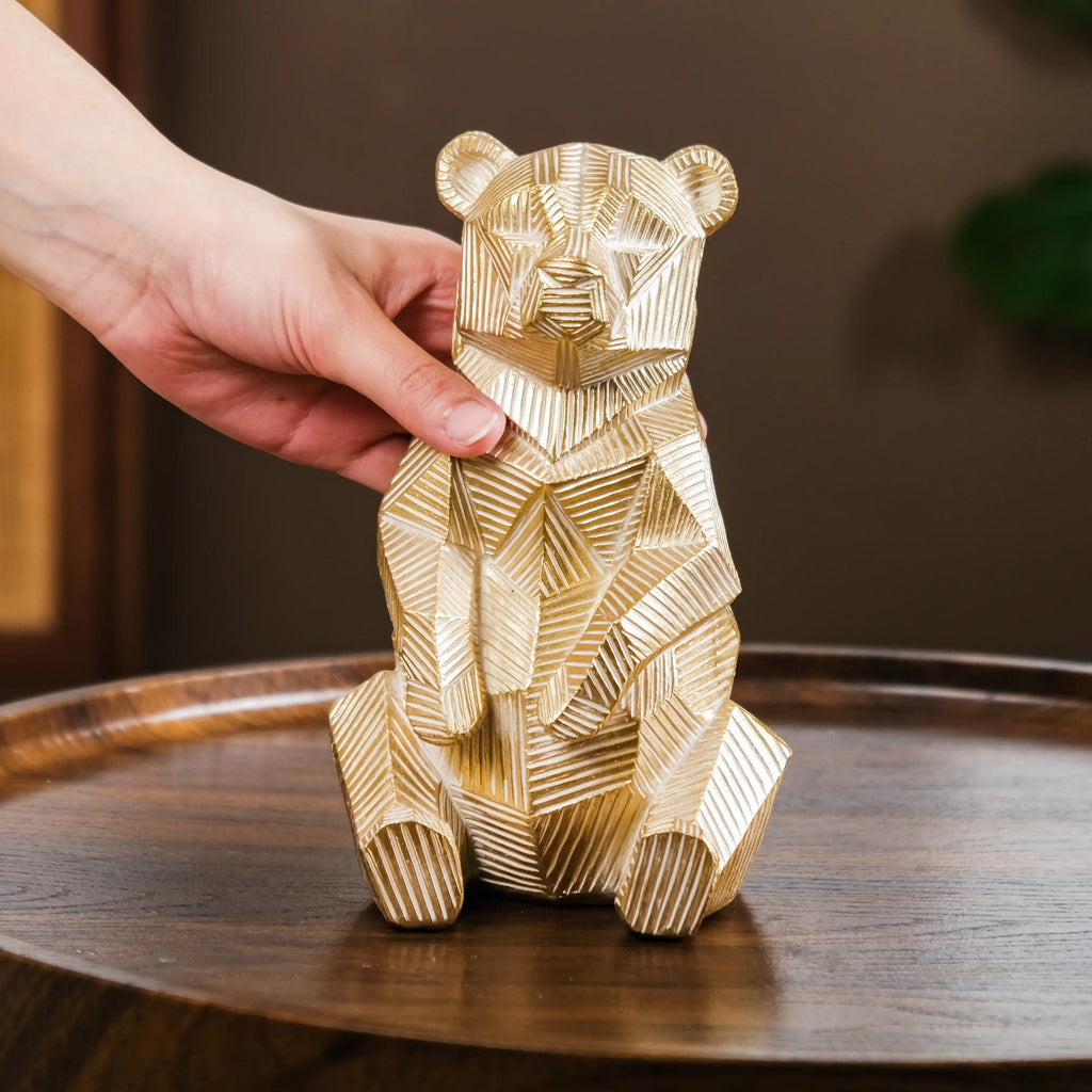 Gold Accent Bear Statue Nestasia