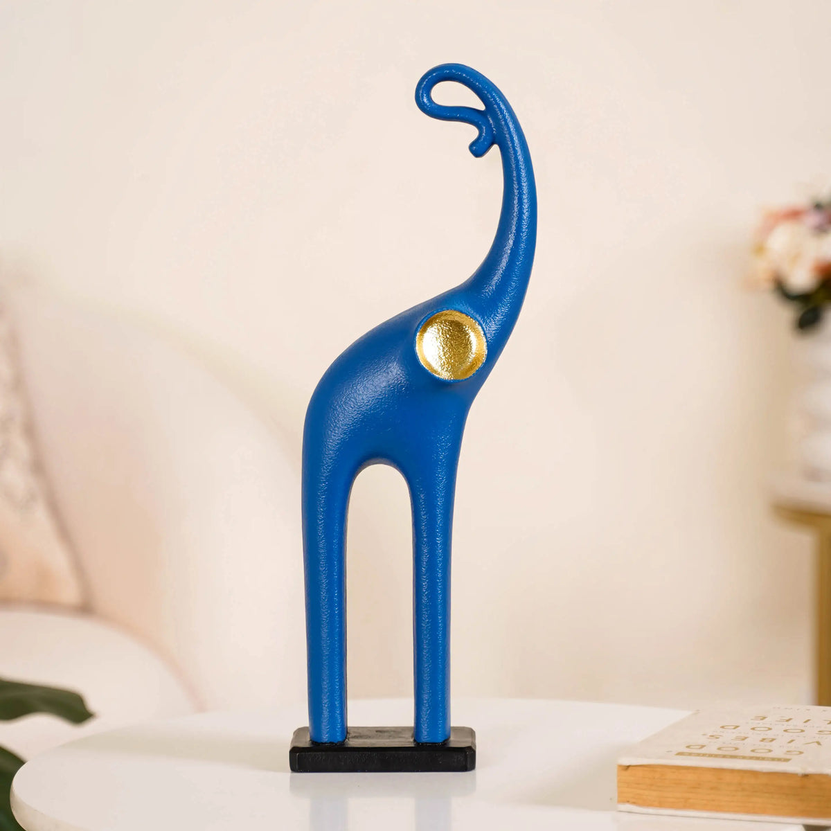Sleek Elephant Figurine For Decor Blue Nestasia