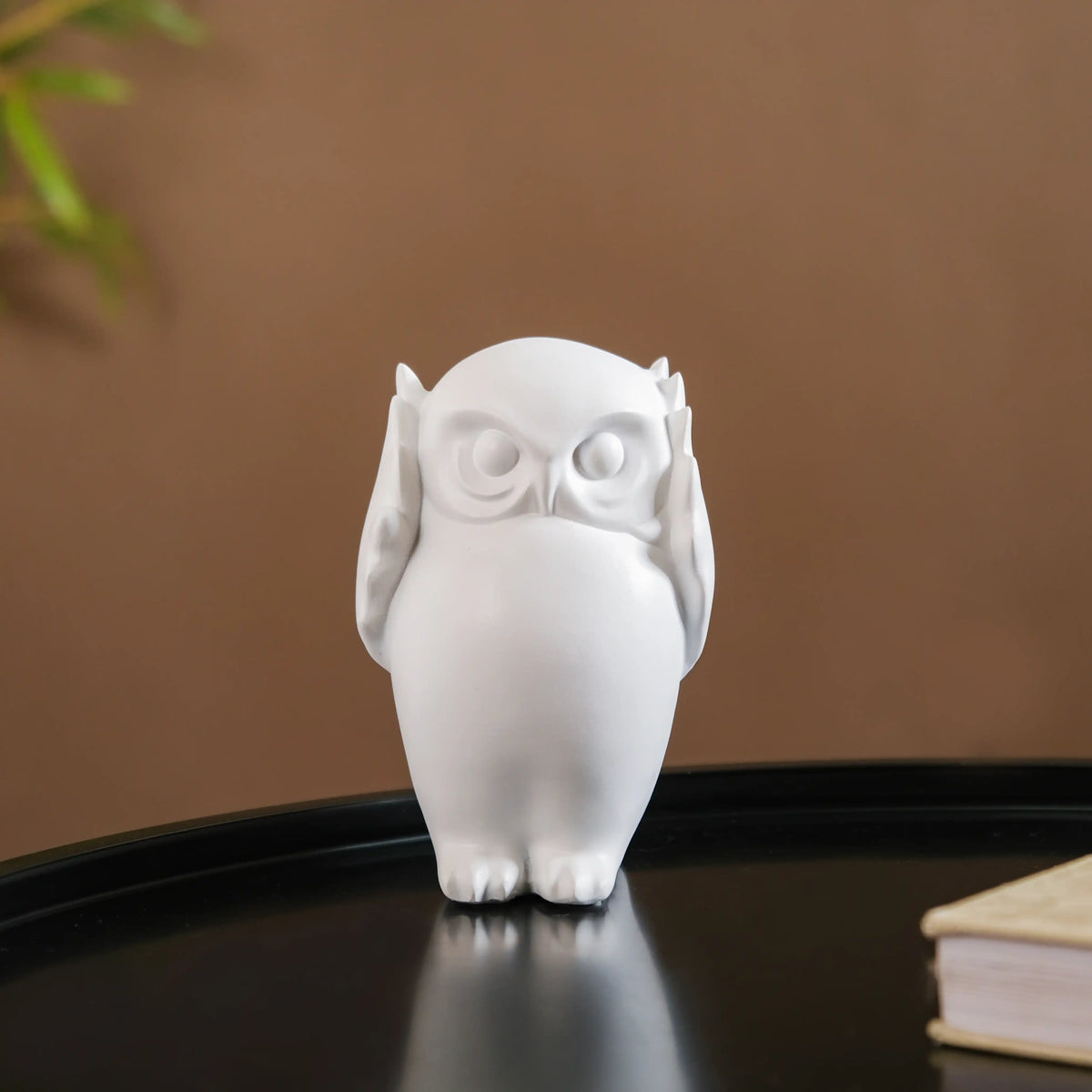 Minimalist Wise Owls Showpiece White Set Of 3 Nestasia