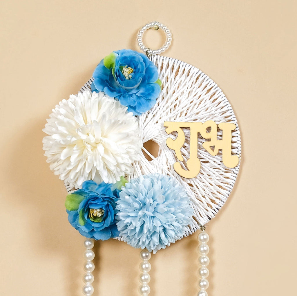 Festive Door Hanging With Pearl Blue Set Of 2 Nestasia