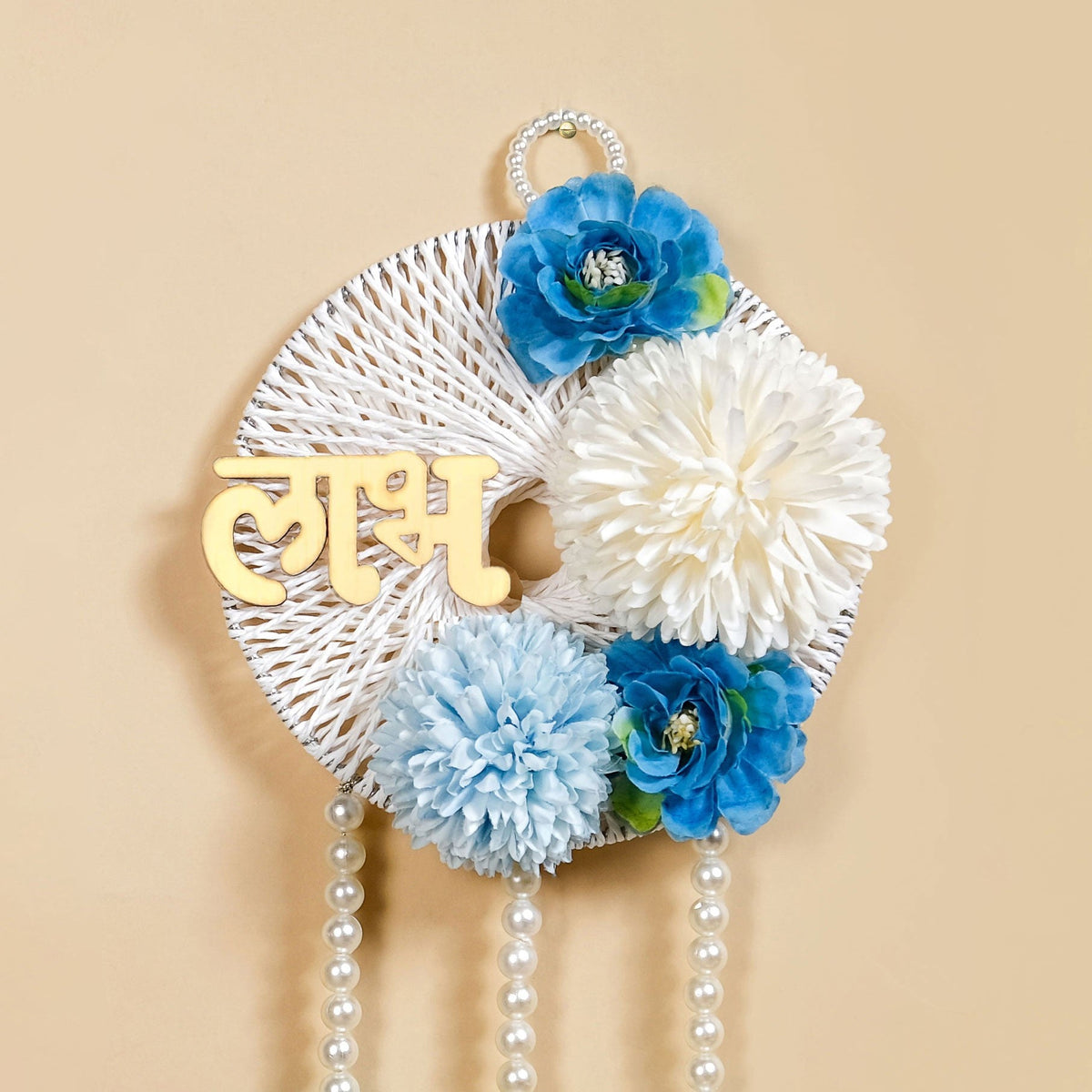 Festive Door Hanging With Pearl Blue Set Of 2 Nestasia