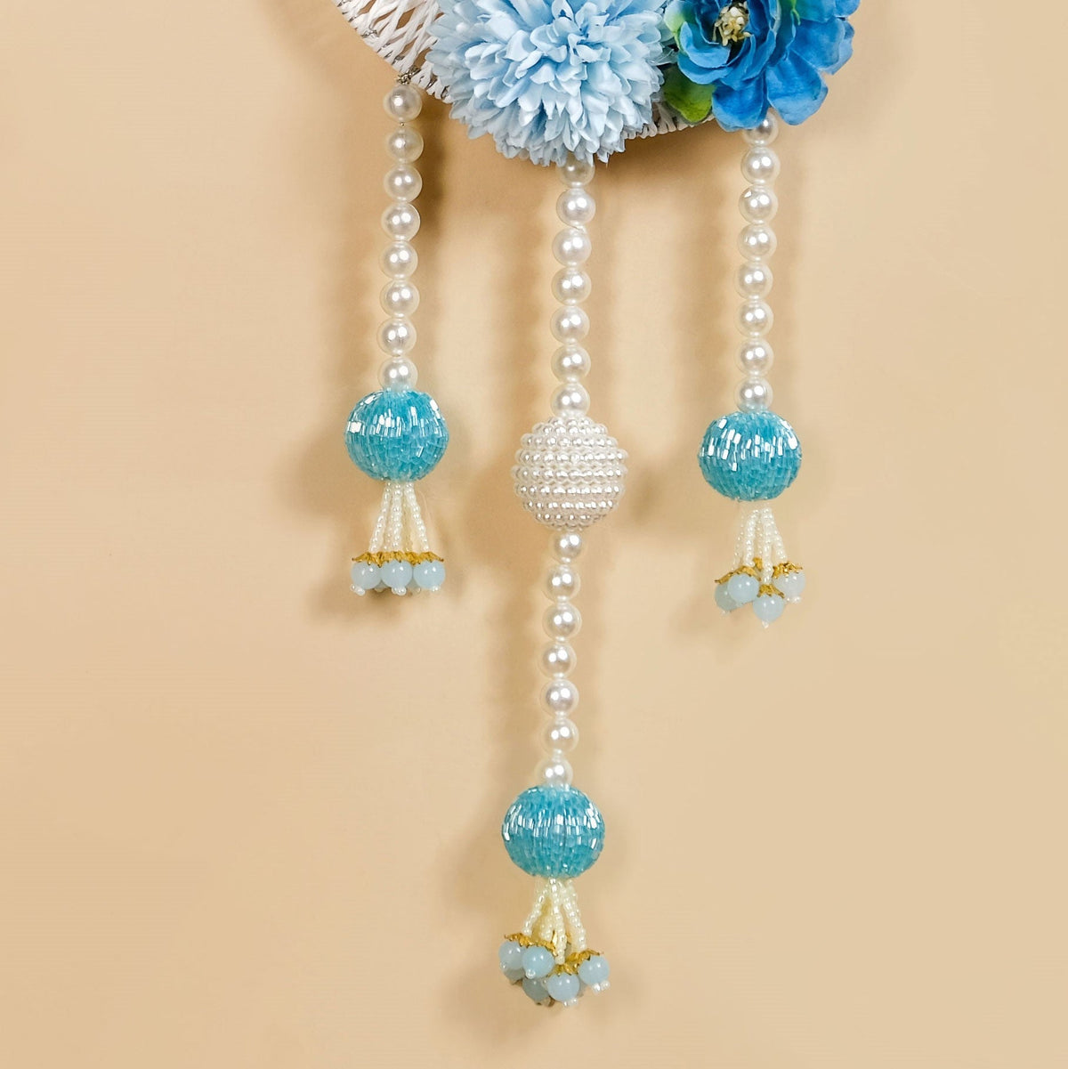 Festive Door Hanging With Pearl Blue Set Of 2 Nestasia