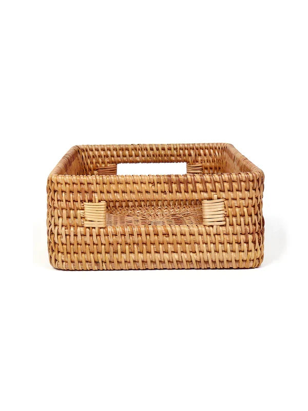 Rustic Handmade Rattan Tray for Functional Storage and Stylish Home Decoration