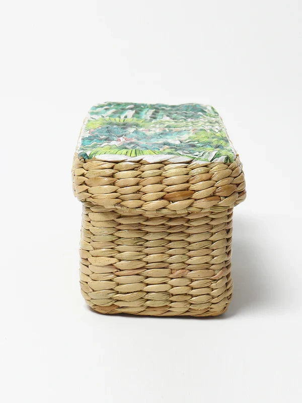 Handwoven Long Seagrass Storage Box for Scarves, Accessories & Small Items
