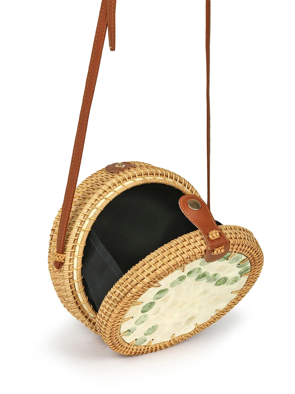 Lightweight Handmade Rattan Crossbody Bag for Vacation, Picnic and Everyday Wear