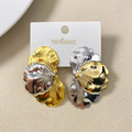 Silver And Gold Iris Flower Earrings Nestasia