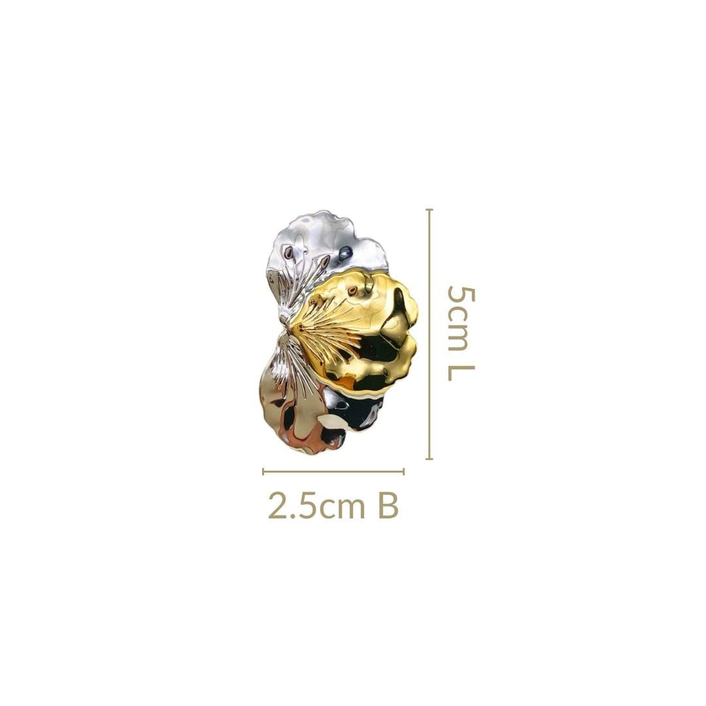 Silver And Gold Iris Flower Earrings Nestasia
