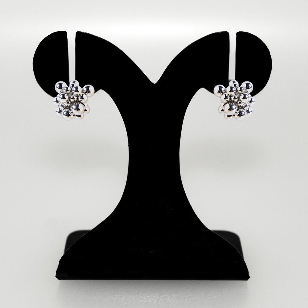 Silver Bold Beaded Cluster Earrings Nestasia