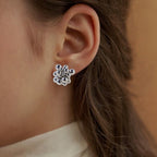 Silver Bold Beaded Cluster Earrings Nestasia