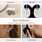 Silver Bold Beaded Cluster Earrings Nestasia