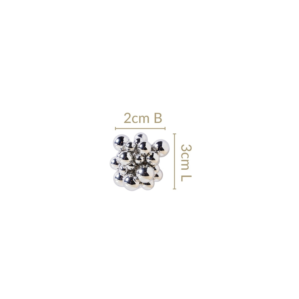 Silver Bold Beaded Cluster Earrings Nestasia