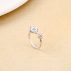 Ethereal Bloom Silver Bypass Ring Nestasia