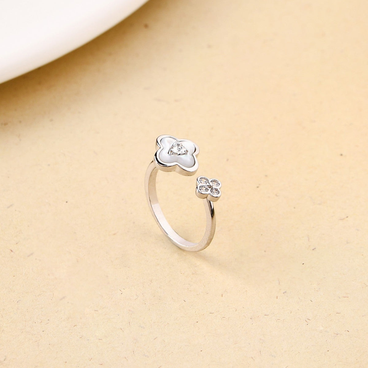 Ethereal Bloom Silver Bypass Ring Nestasia