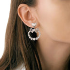 Silver Heart Wreath Dangler Earrings Nestasia