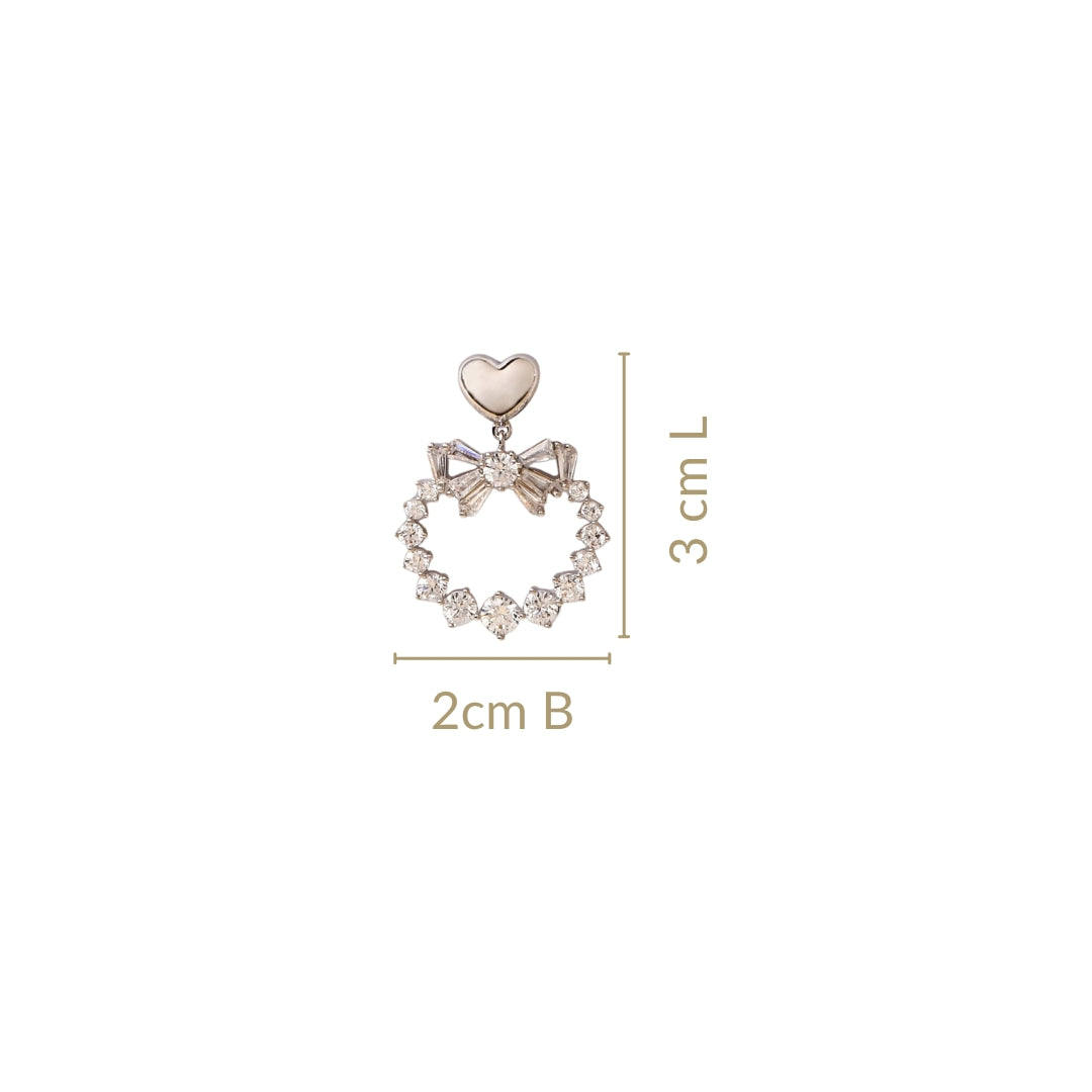 Silver Heart Wreath Dangler Earrings Nestasia